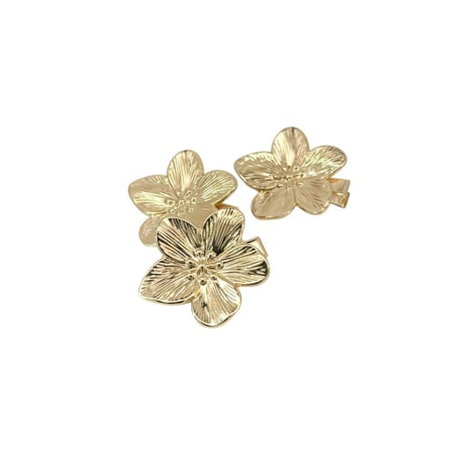 طقم شباصة شعر معدني ذهبي بتصميم أزهار أنيقة