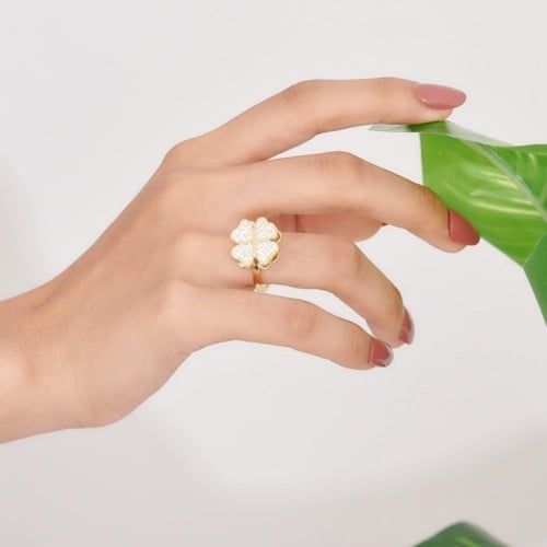 خاتم دبل فلاور زركون فري سايز