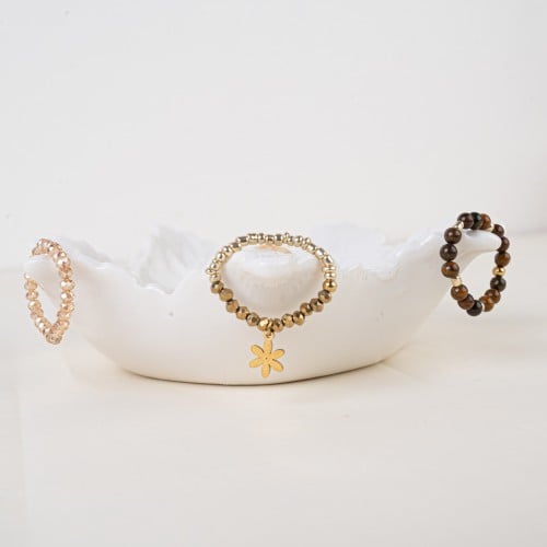 خاتم خرز 3 قطع مع وردة