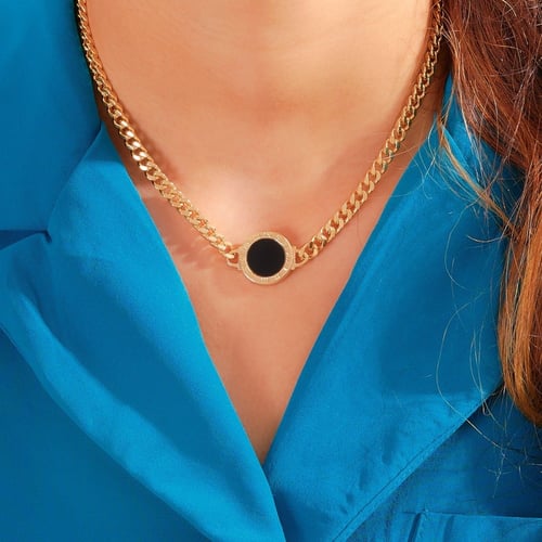 قلادة جنزير بوجهين (أبيض وأسود)