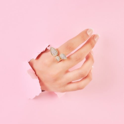 خاتم تيرز مميز مرصع بالزركون