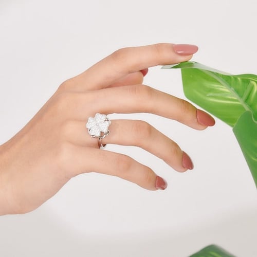 خاتم دبل فلاور زركون فري سايز