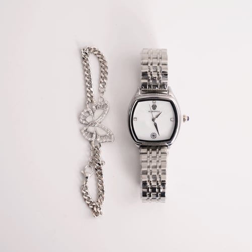 طقم ساعة مع سوارة جنزير فراشه كرستال