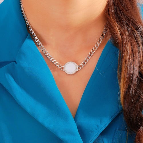 قلادة جنزير بوجهين (أبيض وأسود)