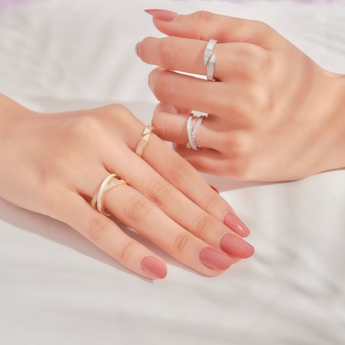 خاتم توينز مرصع بالزركون