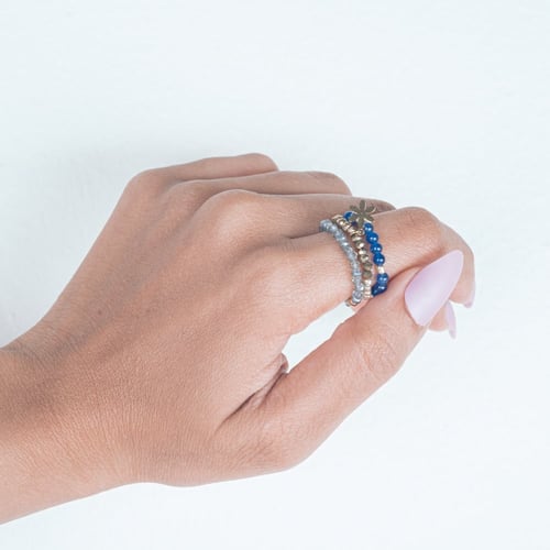 خاتم خرز 3 قطع مع وردة