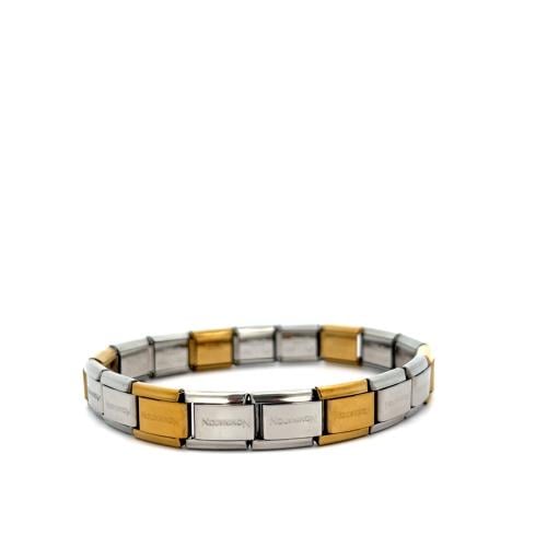 سوار معدني بتصميم مزيج من اللونين الفضي والذهبي لإ...