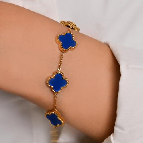 اسوارة فان كليف ذهبي أزرق بتصميم أنيق فاخر