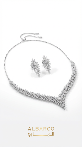 طقم زركون عصري بتصميم أنيق ولمعة فاخرة