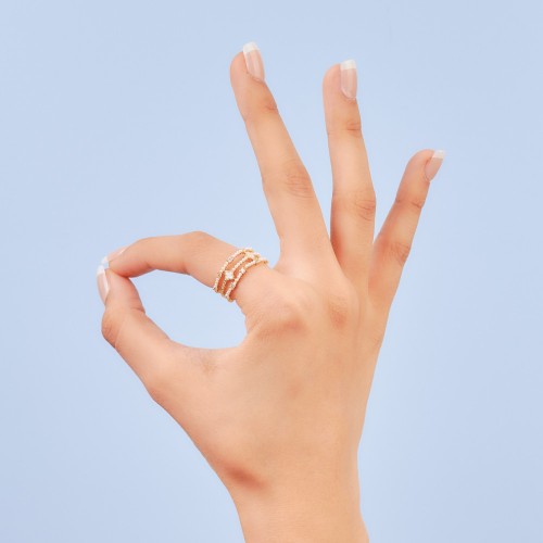 خاتم بنمط ادوار مرصع لؤلؤ مع زركون