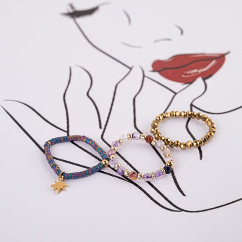 خاتم خرز 3 قطع مع نجمة