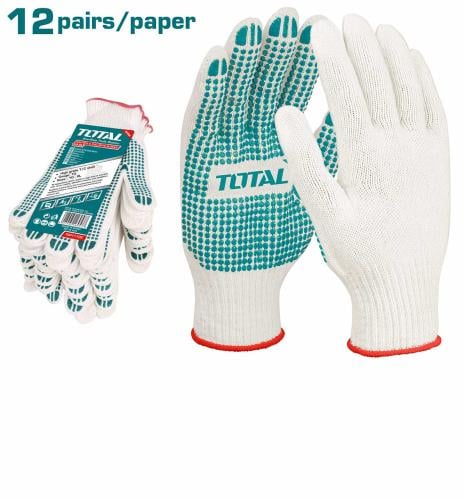 كفوف TOTAL توتال مقاس 10X58g(pair)-700g(DOZEN)منقط...