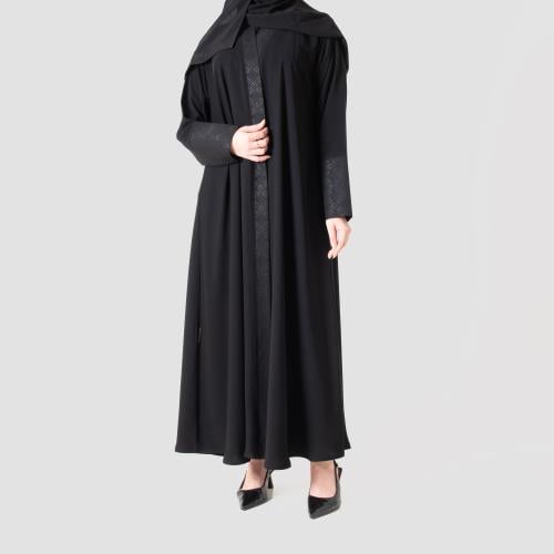 عباية لف كلوش من حرير المروة مع جاكار مقلم