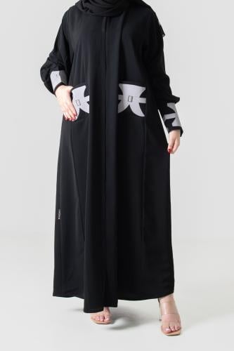 عباية ناعمة من الحرير بجيوب امامية
