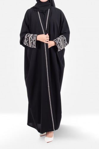 عباية مشلح لف من قماش الكريب كم عادي