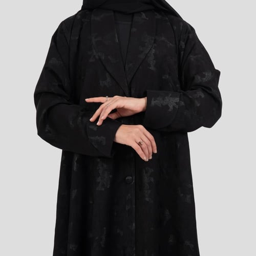 عباية كلوش قماش مشجر الكم دبل