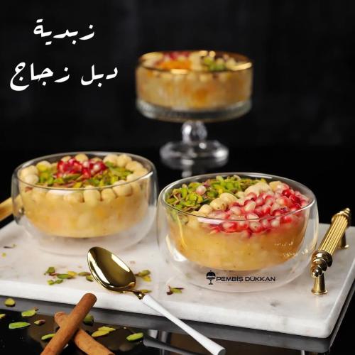 طقم زبدية زجاج مزدوجة من 3 حبات | دبل جلاس (متوفر...