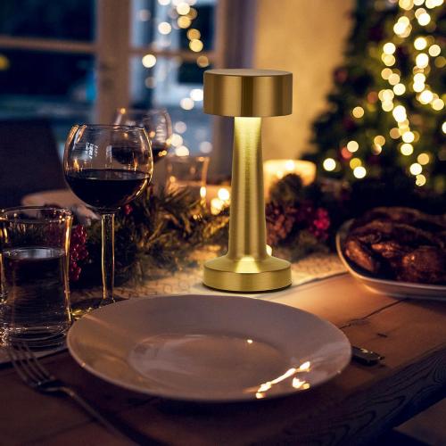 اباجورة مصباح طاولة LED مع مستشعر لمس ذهبي بثلاث د...