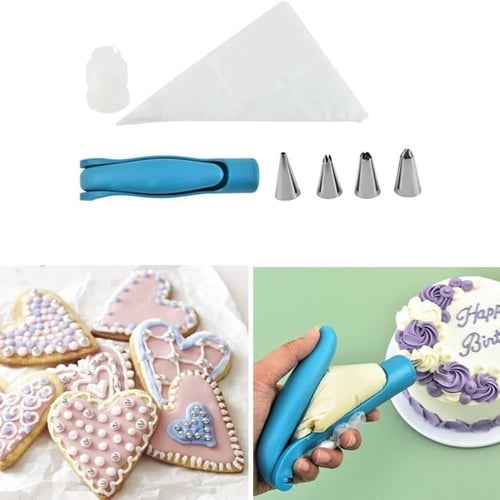 قلم تزيين وتجميل الكيك مع 5 اقماع ووصلة وكيس معجنا...