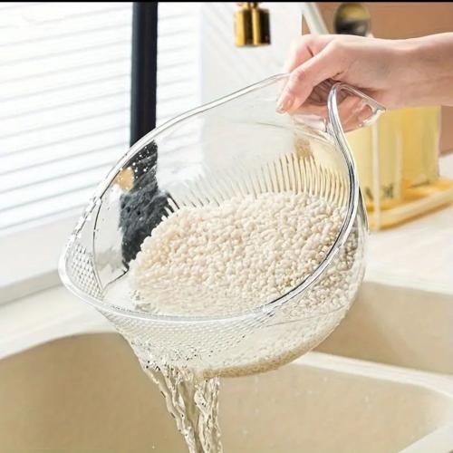 مصفاه شفافة اكريلك بمقبض للرز والخضار والفواكه وال...