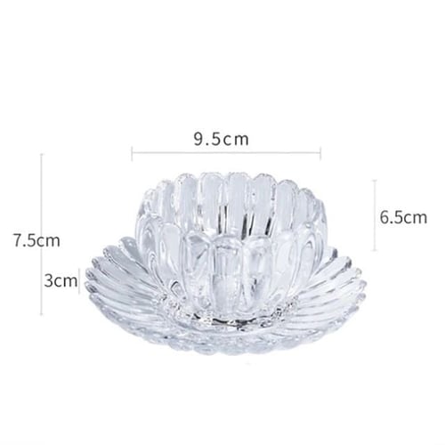 زجاج تقديم كريستالي شفاف مع الصحن