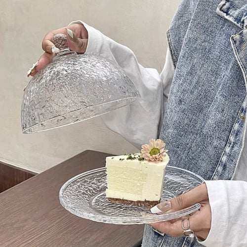 زجاج تقديم فاخر بغطاء دائري 19.5سم