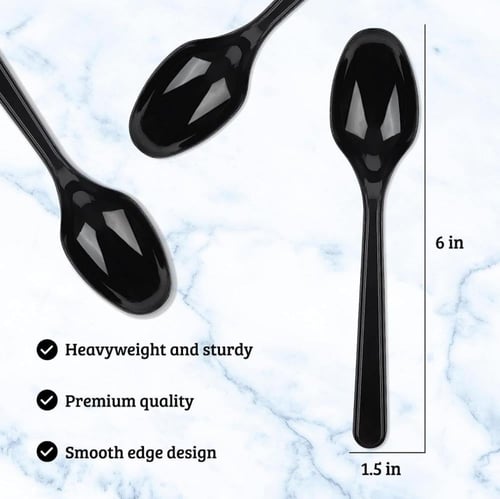 ملاعق وشوك بلاستيك حجم كبير ومتين باللون الاسود |...