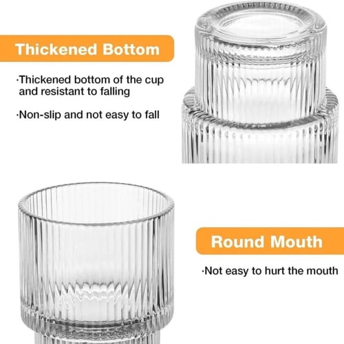 طقم كأس زجاجي بتصميم مخطط ضيق من الأسفل | 2 قطعة