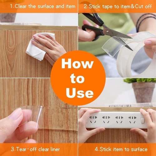 شريط لاصق وجهين شفاف - طول 2 متر و عرض 3 سم