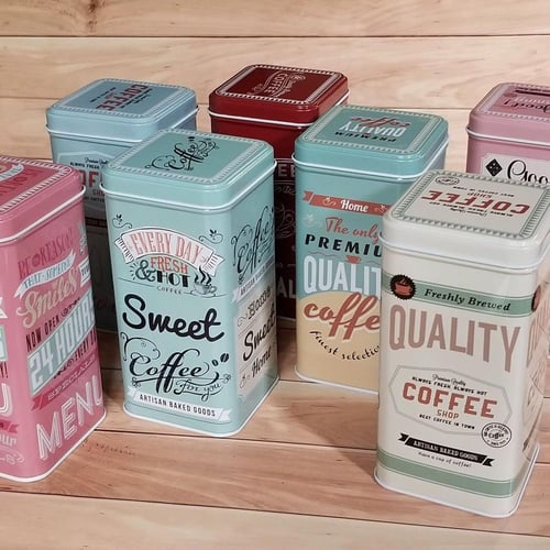 طقم علب معدنية (5 حبات) لتخزين القهوة أو الشاي أو...