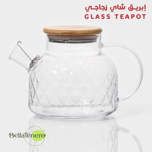 ابريق شاي زجاجي انيق – بمقبض زجاج – 1000 مل