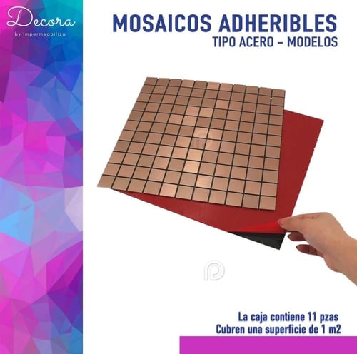 ديكور جداري لاصق من بلاط الفسيفساء المعدني | 30X30...