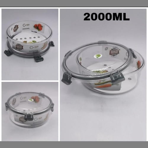 علبة شفافة محكمة الاغلاق من الاكريليك 2000مل (متوف...