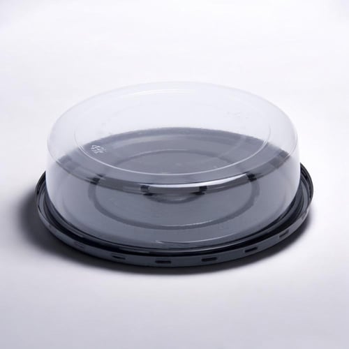 علب تشيز كيك بلاستيك (5 قطع) بقاعدة سوداء وغطاء شف...