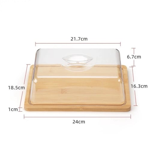 حامل كيك ومعجنات خشب مستطيل بغطاء بلاستيك شفاف | 2...