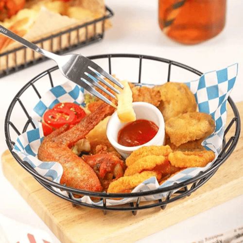 سلة ستيل لتقديم البطاطس والمقليات دائرية (متوفر لو...