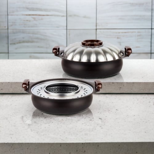 مقلاة زيت وقدر قلي بغطاء معدني زجاجي وصناعة ياباني...