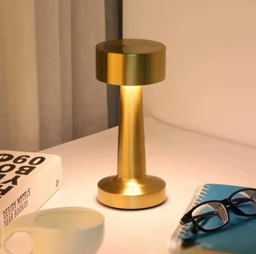 اباجورة مصباح طاولة LED مع مستشعر لمس ذهبي بثلاث د...
