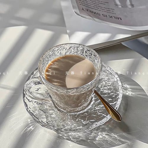 طقم اكواب فاخرة مع الصحون 80مل (6 قطع)