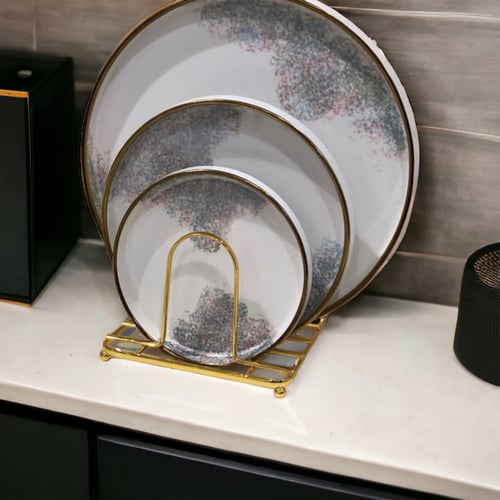 طقم صحون تقديم سيراميك بحد ذهبي (متوفر 7 موديلات)