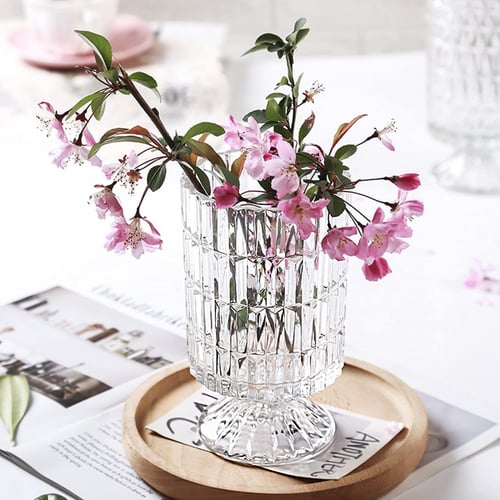 مزهرية زجاج شفافة بديكور كرستالي (متوفر 3 موديلات)