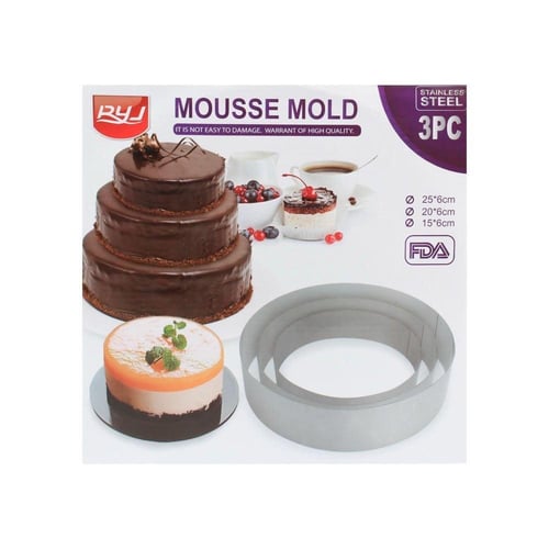 قطاعة وقالب كيك ستانلس ستيل بشكل دائري كبير - 3 قط...