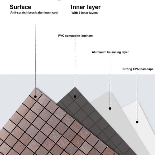 ديكور جداري لاصق من بلاط الفسيفساء المعدني | 30X30...