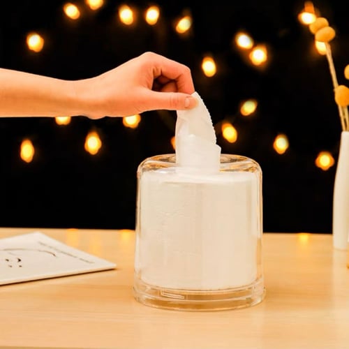 علبة مناديل اكليريك شفافه دائرية الشكل