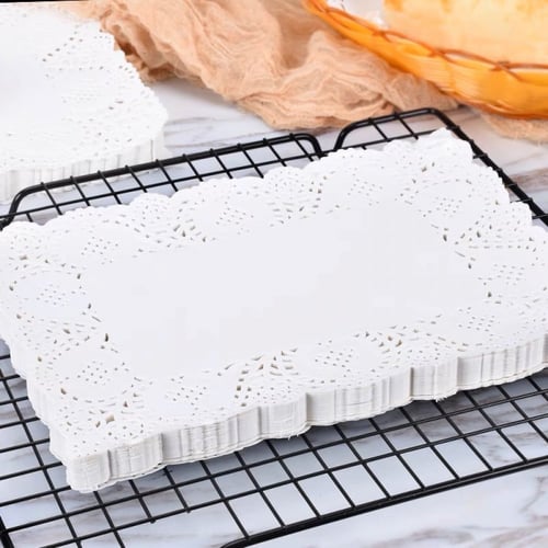 ورق مفارش دانتيل ابيض مستطيل (متوفر اكثر من مقاس)