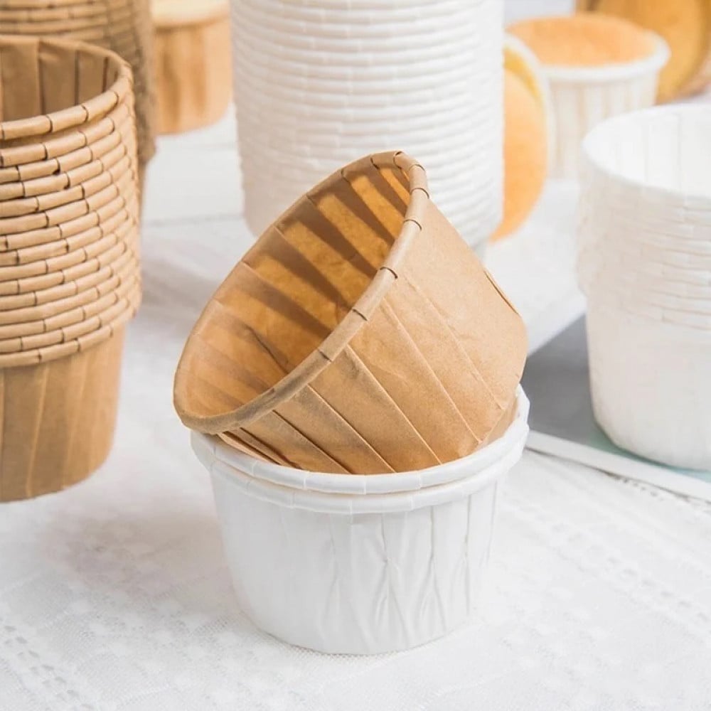 كوب كب كيك (24 حبة) ابيض/بني