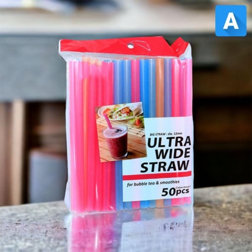 مصاص عصير بدون تغليف (ملون عريض / شفاف نحيف)