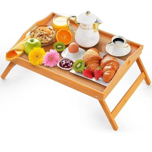 طوفرية تقديم خشب بارجل قابلة للطي