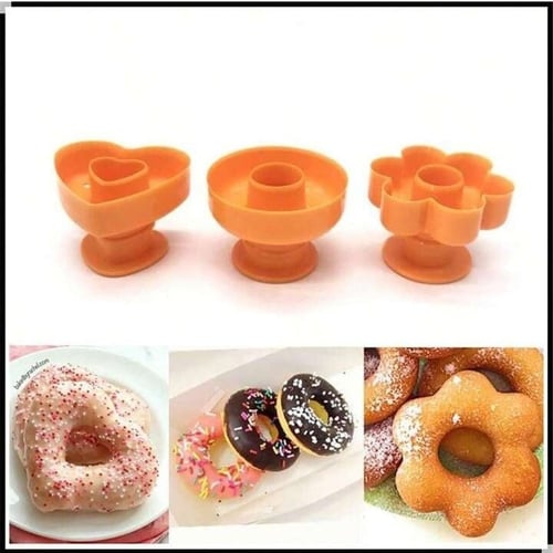 مجموعة قوالب دونات بلاستيك من 3 قطع | دائري - قلب...