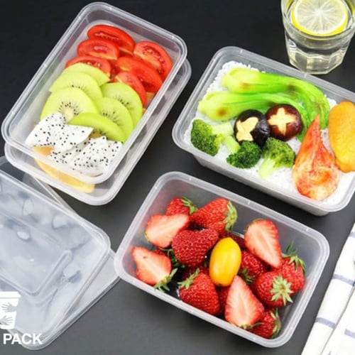 مجموعة علب ميكرويف شفافة مستطيلة الشكل (50 حبه/30...